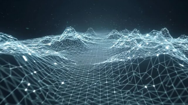  Clean wireframe terrain pulsing with subtle glow