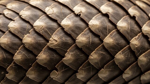 Animal - Extreme Close Up of Pangolin Overlapping Keratin Scales Showing Natural Texture and Cracks