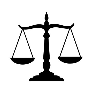 Silhouette of a justice scale of balance isolated on white background