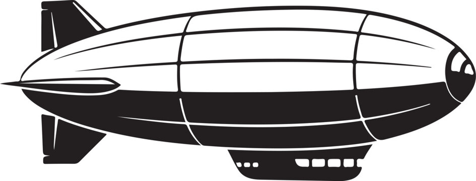 Vintage Blimp, Airship Illustration, Black and White, Vector Graphic