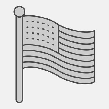 American flag isometric icon, united states of America concept. Vector graphics. Flag sign with outline style for mobile or web design.