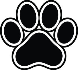 minimalist black and white paw print illustration, often used as a clip art symbol for pets or animals © Fariha