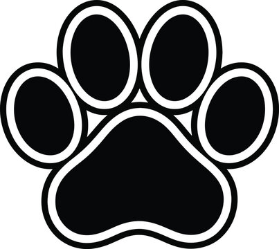 minimalist black and white paw print illustration, often used as a clip art symbol for pets or animals