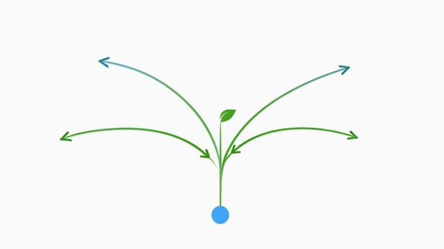 Green plant growth with arrows.