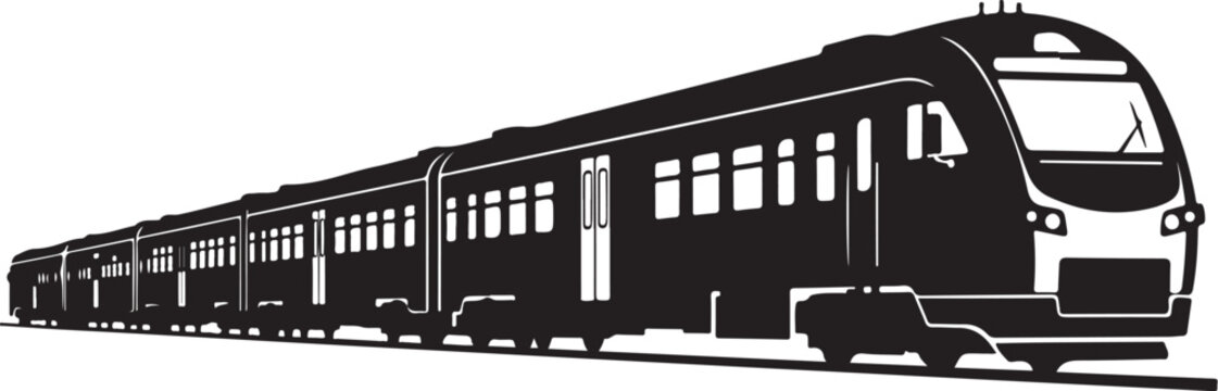 Train, railroad, transportation, vector illustration, black and white, locomotive, railcar