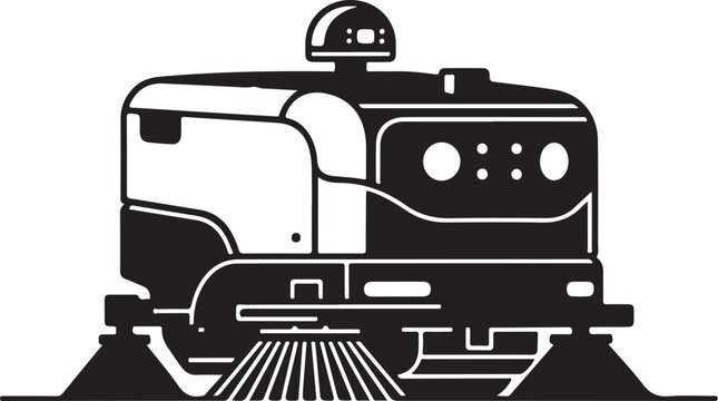 Locomotive, train, railroad, transportation, icon, vector, black, white