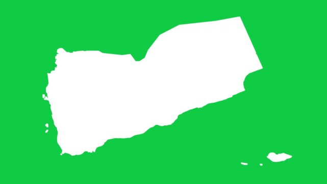 Yemen map pop animation with green background