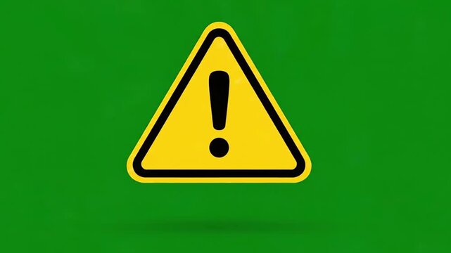 A warning sign with exclamation mark appears on green background clearly
