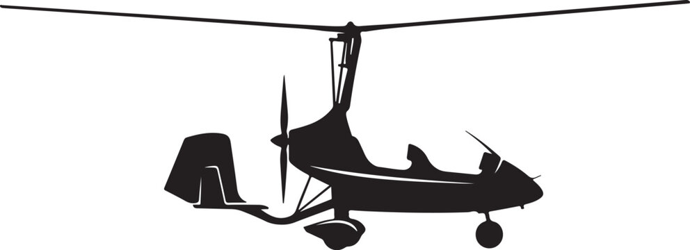 Gyrocopter, helicopter, aircraft silhouette, black, vector icon, transportation symbol, aviation logo