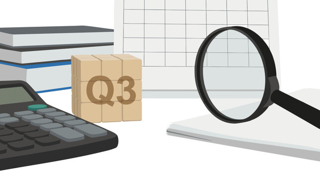 Q3 3rd Quarter Minimalist Typography Text Design Vector