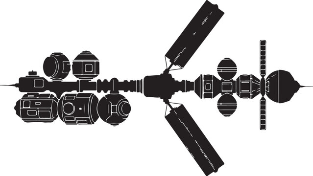 Space Station, Spacecraft, Satellite, Black Vector Illustration