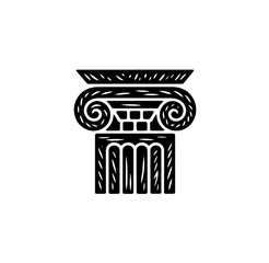 Line drawing of historic Roman columns sculptur and landmarks  Set of decorative architectural elements, including ornate columns and balusters, in a classic style, isolated on a white background.   © Maria