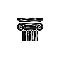 Line drawing of historic Roman columns sculptur and landmarks  Set of decorative architectural elements, including ornate columns and balusters, in a classic style, isolated on a white background.   © Maria