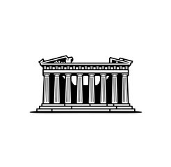 Line drawing of historic Roman columns sculptur and landmarks  Set of decorative architectural elements, including ornate columns and balusters, in a classic style, isolated on a white background.   © Maria