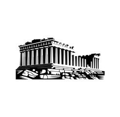 Line drawing of historic Roman columns sculptur and landmarks  Set of decorative architectural elements, including ornate columns and balusters, in a classic style, isolated on a white background.   © Maria