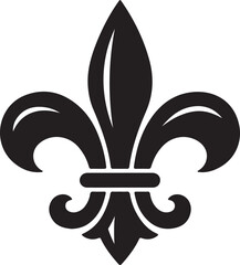 Stylized black fleur de lis emblem with decorative highlights for royal crests and heraldic symbol © SYED