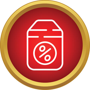 Red circle containing a white discount tag with a percentage symbol for offers