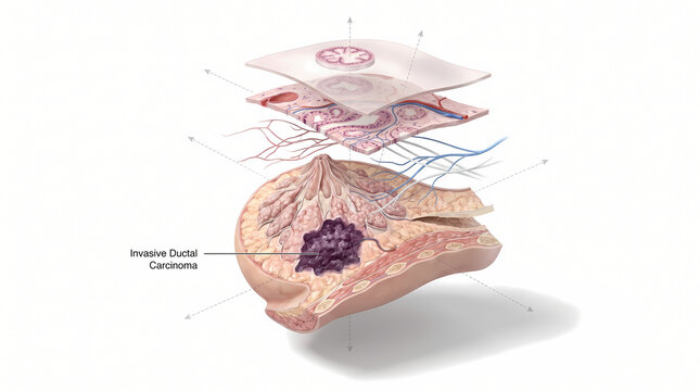 Cross-Section Of Breast Tissue Showing Invasive Ductal Carcinoma
