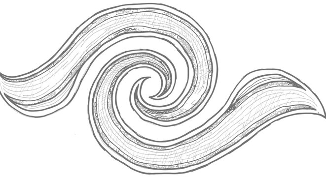 Abstract minimalist spiral wave illustration on white background