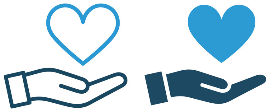 heart care hand icon vector