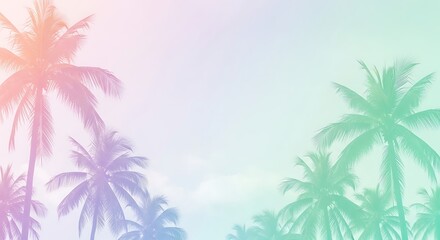 Fototapeta premium Abstract pastel palm tree silhouettes against a blended sky backdrop