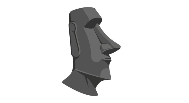 Vector illustration of the iconic Moai statue head from Easter Island profile view on white background