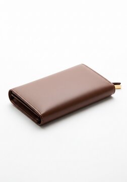 Brown leather wallet isolated