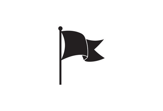 Black flag icon, flag symbol, waving flag, simple flag