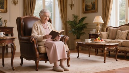 Obraz premium Senior woman reading book
