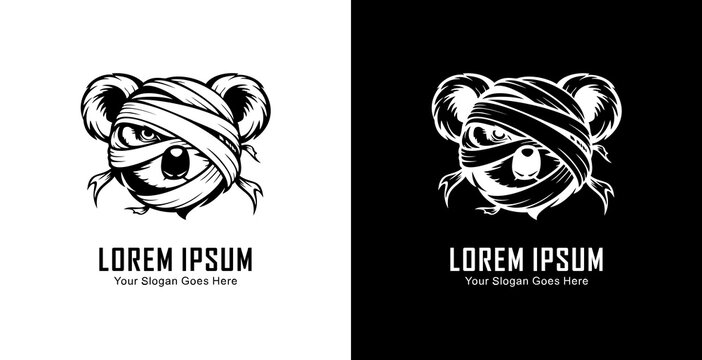 Logo design in the form of a koala head wrapped in bandages