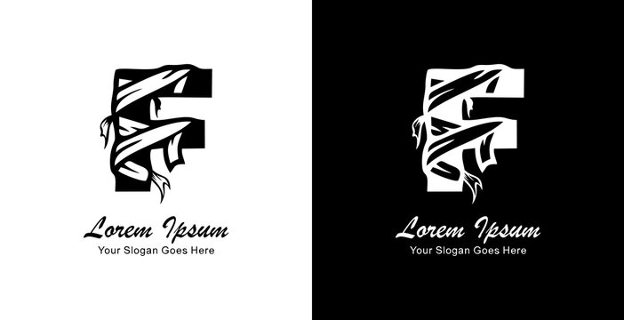 Logo design of the letter F wrapped in a bandage