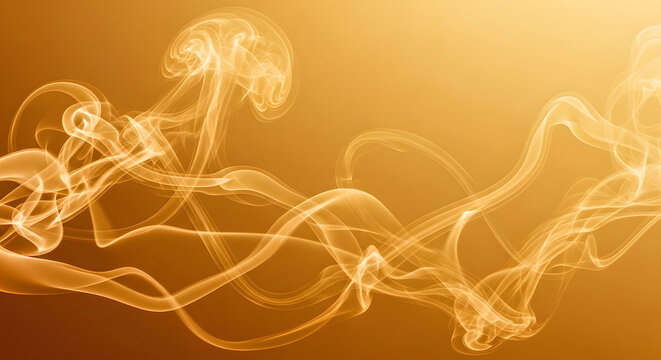 Abstract swirling smoke pattern on a warm orange background