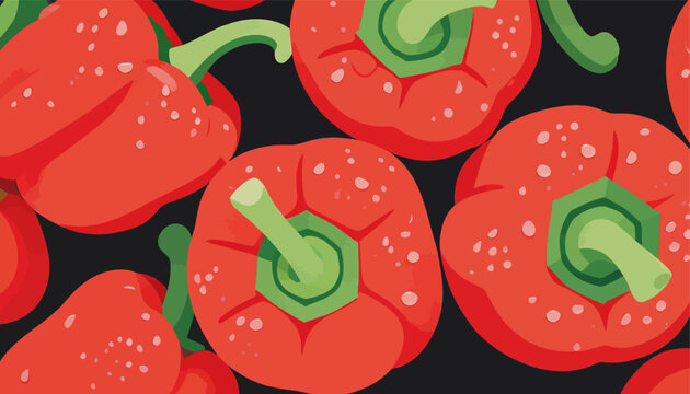 Flat style red bell pepper seamless pattern background