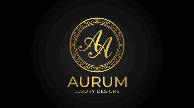 This luxurious logo showcases an elegant golden monogram inside an ornate circle, representing high-end design services focused on sophistication and exclusivity.