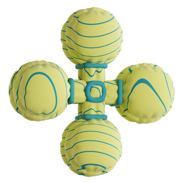 Green and yellow sphere cluster with connected nodes 3D render