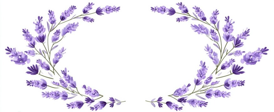 Elegant circular decorative frame with lavender florals evokes joy for anniversaries and bridal showers.