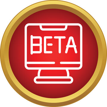 Computer monitor showing the word beta representing software development and testing
