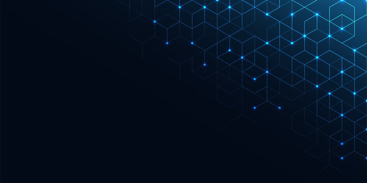 Abstract technology background and design element with hexagons pattern and geometric shapes