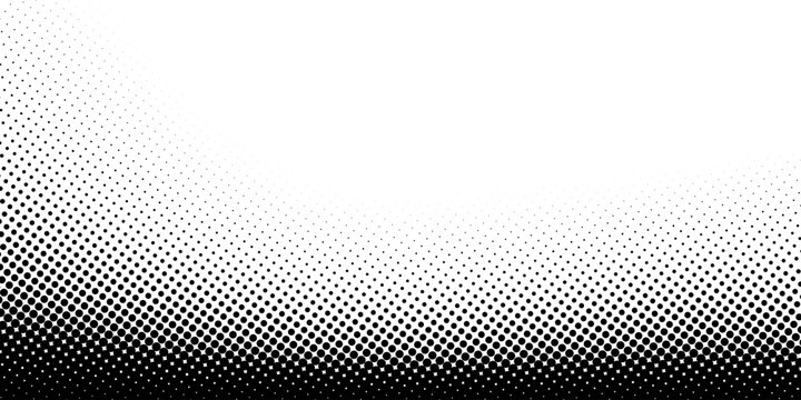 Halftone texture with gradient in grunge style. Faded dot background . Black retro geometric pattern in manga, anime style. Pop art style dot gradation . Vector illustration