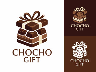 This logo features a chocolate-themed gift box design, emphasizing a playful aesthetic with a brown color palette and elegant ribbon, perfect for a gift brand. © Suling