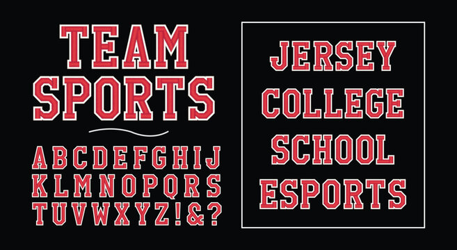 Classic college font. Vintage sport font in american style for football, baseball or basketball logos and t-shirt. Athletic department typeface, varsity style font 