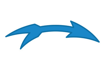 Fototapeta premium Blue curved dynamic motion right directional arrow vector icon design for digital graphic user interface modern web application