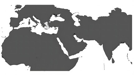 Fototapeta premium Middle East and surrounding region map silhouette geographic background concept