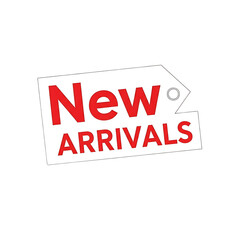 Fototapeta premium Red and white neon text new arrivals sign vector banner