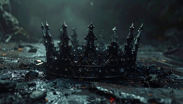 Dark crown on dirty ground abandoned.