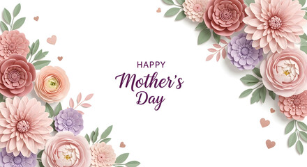 Naklejka premium Happy mother's day with soft pastel floral accents mothers day floral design pastel colors