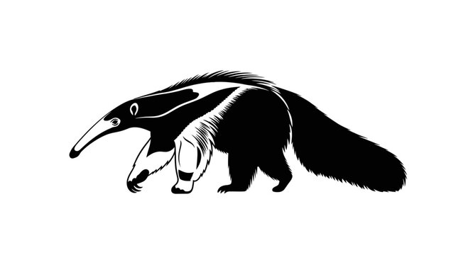 Giant anteater silhouette icon isolated on white background.