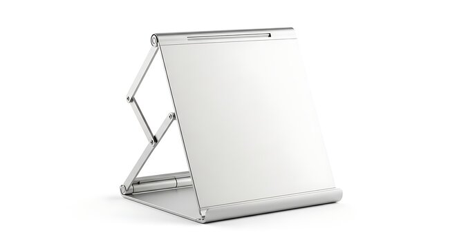 A blank 3d white box and plastic dvd case stand beside an empty billboard frame template, creating a clean business packaging design object isolated on a plain background