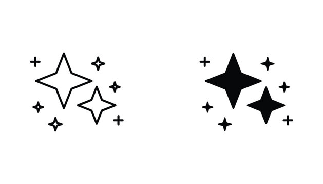 Four-pointed star shapes and sparkles indicating cleanliness shine and brilliance graphic illustration