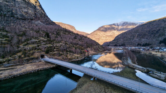 L&aelig;rdal Norway bridge and tunnel